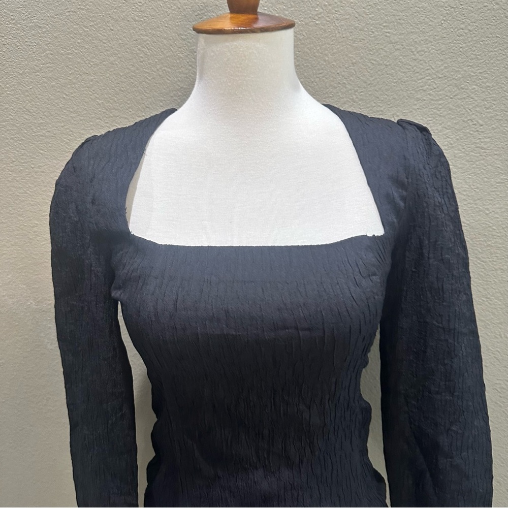 Zara Textured Black Bodysuit